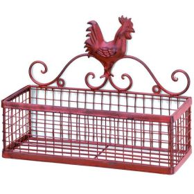 Accent Plus Single Basket Red Rooster Iron Wall Rack