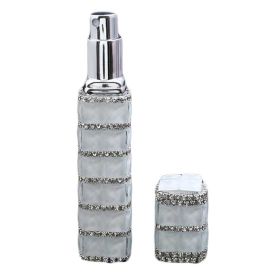 12ml Perfume Dispenser Bottle Portable Perfume Atomizer Spray Empty Bottle Small Glass Rhinestone Fine Mist Spray Bottle; White