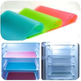 3 Pcs 5ft Refrigerator Mats EVA Shelf Liners For Glass Shelves Washable Pads Liners For Refrigerator;  1 Green 1 Blue 1 Red