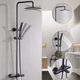 3-function Shower System with Slide Bar Wall Mount Rainfall in Matte Black