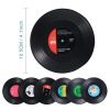 Set Of 6 Colorful Retro Vinyl Record Disk Coasters With Funny Labels-Prevent Furniture From Dirty And Scratched