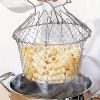 1pc; Frying Basket; Stainless Steel Frying Basket; Kitchen Foldable Steam Rinse Strain; Household Fry Basket Strainer; Kitchen Cooking Tool For Fried