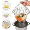 1pc; Frying Basket; Stainless Steel Frying Basket; Kitchen Foldable Steam Rinse Strain; Household Fry Basket Strainer; Kitchen Cooking Tool For Fried