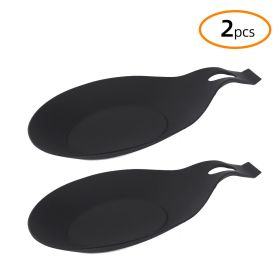 1/2pcs Silicone Utensil Rest With Drip Pad For Multiple Utensils; Heat-Resistant; Spoon Rest & Spoon Holder For Stove Top; Kitchen Utensil Holder For (size: 2pcs-Black Kitchenware Mat)