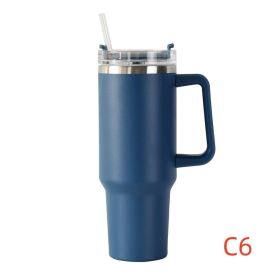 40 oz. With Logo Stainless Steel Thermos Handle Water Glass With Lid And Straw Beer Glass Car Travel Kettle Outdoor Water Bottle (Capacity: 1200ml, Color: C6)