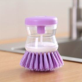 Cleaning Brush; A Multi-functional Brush That Automatically Adds Detergent; Used For Washing Dishes; Brushing Pots; And Brushing Basins (Color: Purple)