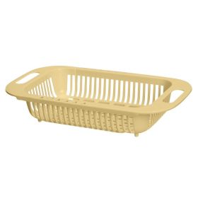 1pc Retractable Fruits And Vegetables Drain Basket; Extendable Over The Sink; Adjustable Strainer; Sink Washing Basket For Kitchen (Color: Beige Color)