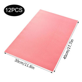 4 /8/12Pcs Refrigerator Liners; Washable Mats Covers Pads; Home Kitchen Gadgets Accessories Organization For Top Freezer Glass Shelf Wire Shelving Cup (Color: Pink-12pcs)