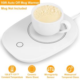 Coffee Mug Warmer Cup Warmer Auto Shut Off Coffee Tea Milk Electric Heater Pad Office Home Desk Coffee Mug Warmer (Color: White)