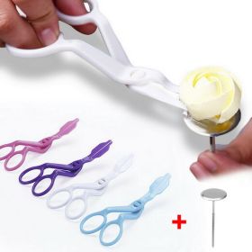 2pcs Piping Flower Scissors/Nail Kitchen Baking Pastry Tool Rose Decor Lifter Fondant Cake Decorating Tray Cream Transfer Set (Color: Nail Only)
