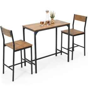 3 Pieces Bar Table Modern Counter Height Dining Set Table (type: Style B, Color: As pic show)